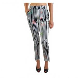 NEW HEIKE-NY women's the serena pants in b & w flower print